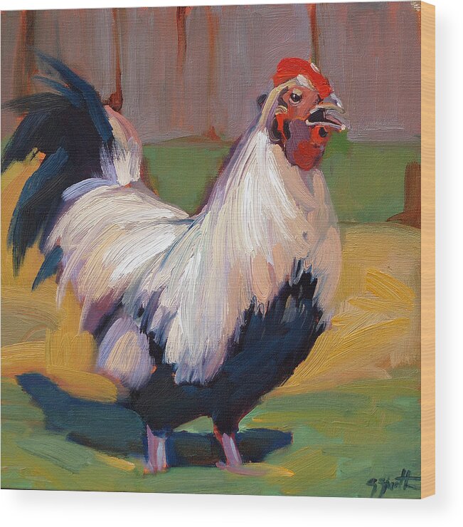 Chicken Wood Print featuring the painting Top O the Mornin by Sandra Smith-Dugan