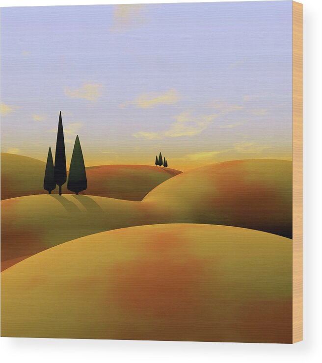 Hills Wood Print featuring the digital art Toscana 3 by Cynthia Decker