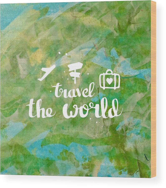 Art Wood Print featuring the painting Travel the world by Monica Martin
