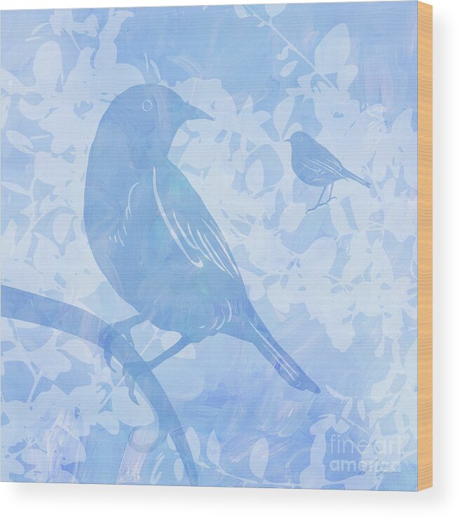 Birds Wood Print featuring the mixed media Tree Birds I by Shari Warren