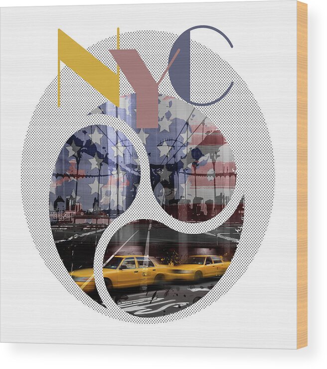 Abstract Wood Print featuring the photograph TRENDY DESIGN New York City Geometric Mix No 2 by Melanie Viola