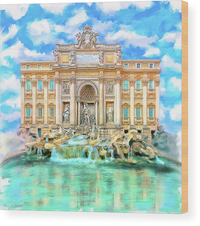 Trevi Wood Print featuring the photograph La Dolce Vita - The Trevi Fountain in Rome by Mark Tisdale