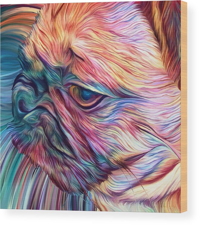Dog Wood Print featuring the digital art Trippy Arabella by Matthew Lindley