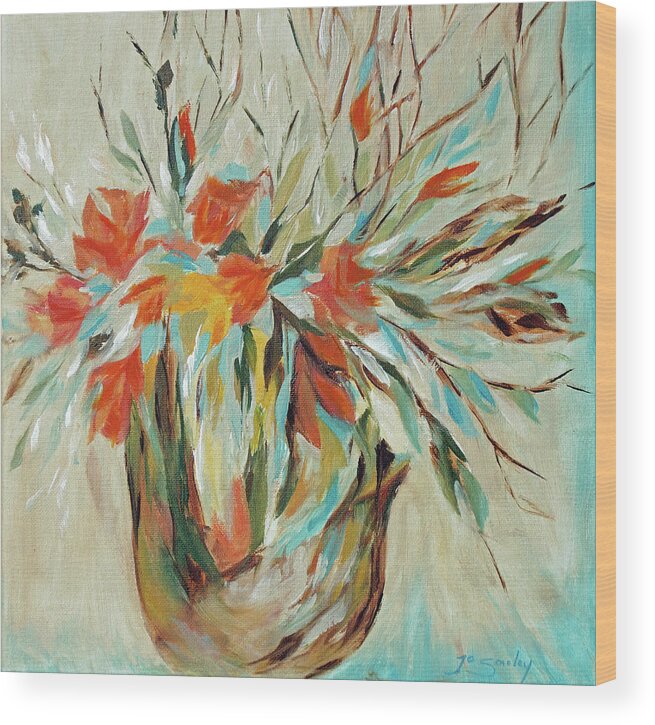 Floral Wood Print featuring the painting Tropical Arrangement by Jo Smoley