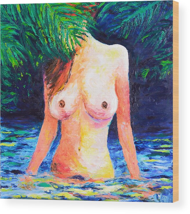Nude Wood Print featuring the painting Tropical Musa by Chiara Magni