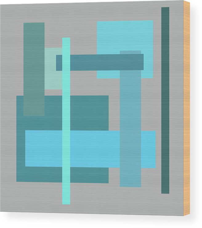 Tropical Oceans Square Abstract Wood Print featuring the digital art Tropical Oceans Square Abstract by Kathy K McClellan