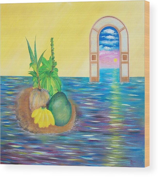 Still Life Wood Print featuring the painting Tropical Still Life by Tony Rodriguez