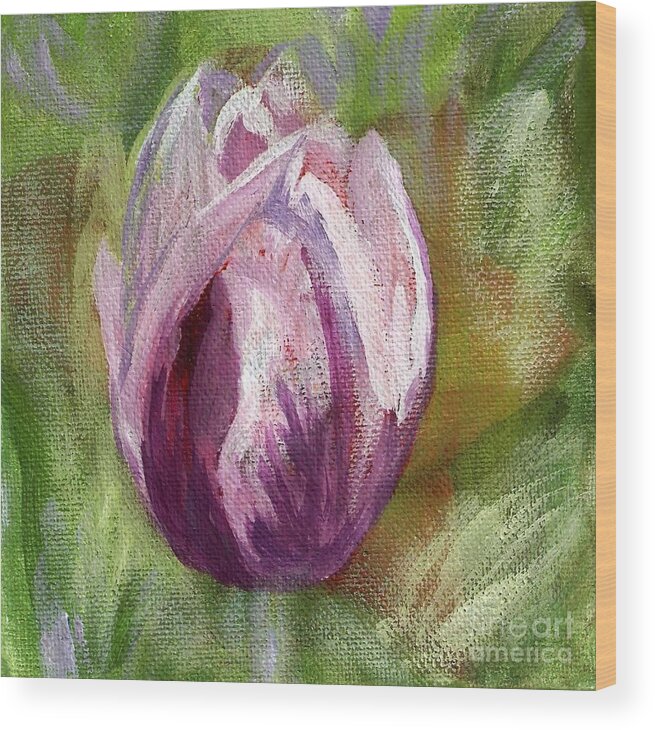 Tulip Wood Print featuring the painting Tulip by Deb Stroh-Larson