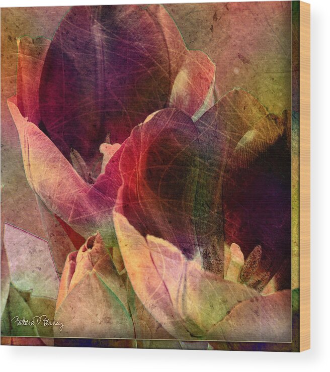Tulips Wood Print featuring the digital art Tulips by Barbara Berney