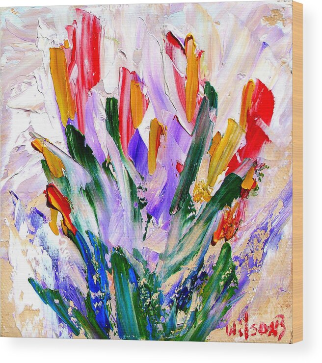 Original Wood Print featuring the painting Tulips by Fred Wilson
