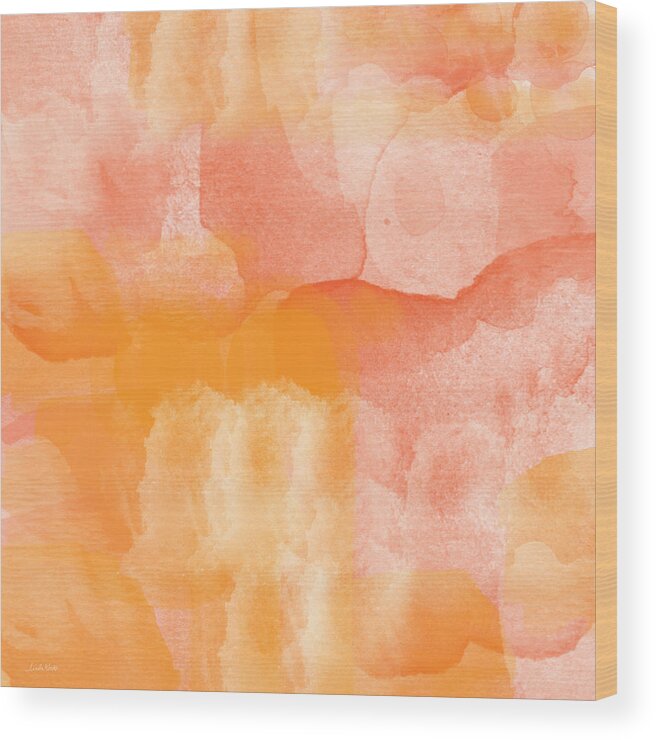 Orange Wood Print featuring the painting Tuscan Rose- Abstract Watercolor by Linda Woods