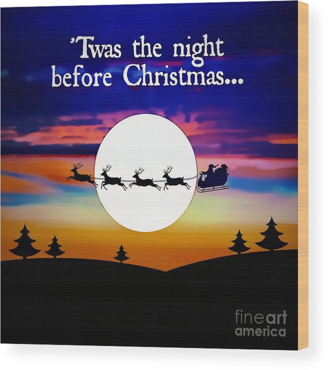 Christmas Wood Print featuring the painting Twas The Night Before Christmas by Ian Gledhill