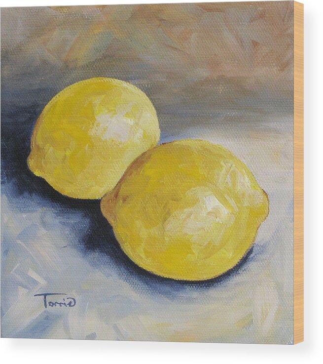 Lemon Wood Print featuring the painting Two Lemons by Torrie Smiley