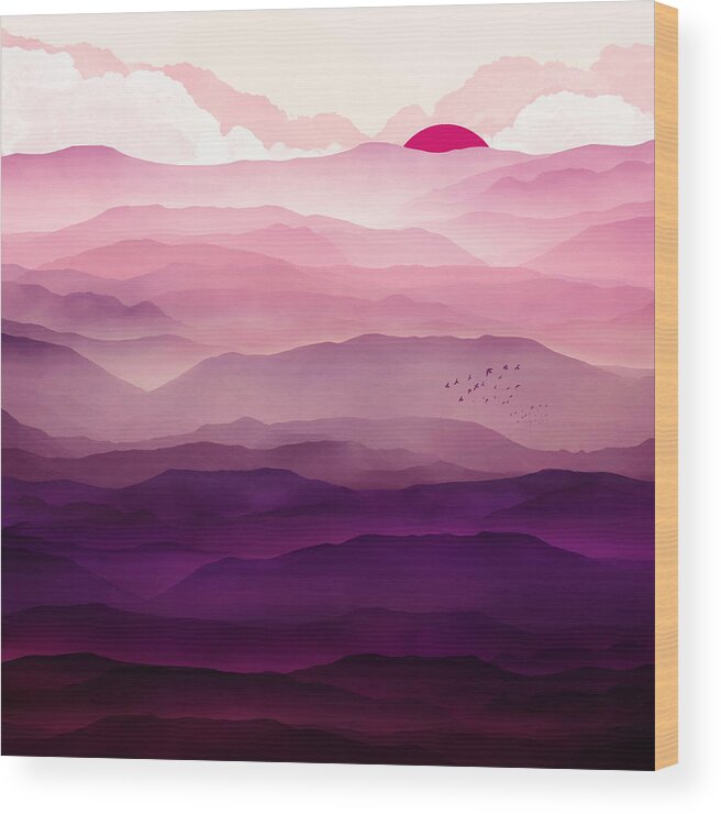 Violet Wood Print featuring the digital art Ultraviolet Day by Spacefrog Designs