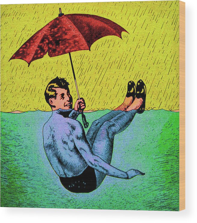  Wood Print featuring the painting Umbrella Man 3 by Steve Fields