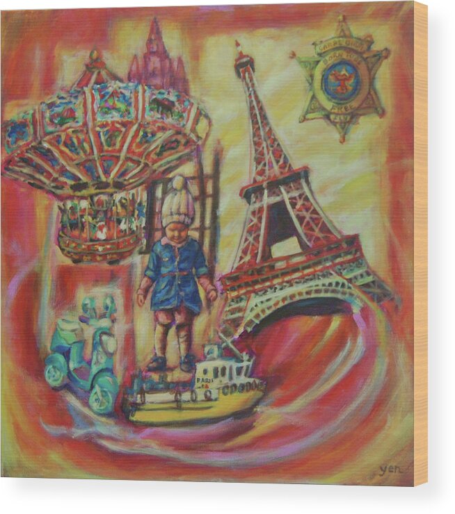 Whimsical Art Wood Print featuring the painting Untitled 6 by Yen