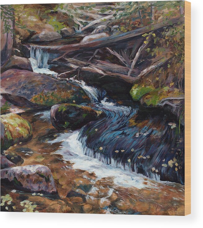 Water Wood Print featuring the painting Calming by Mary Giacomini