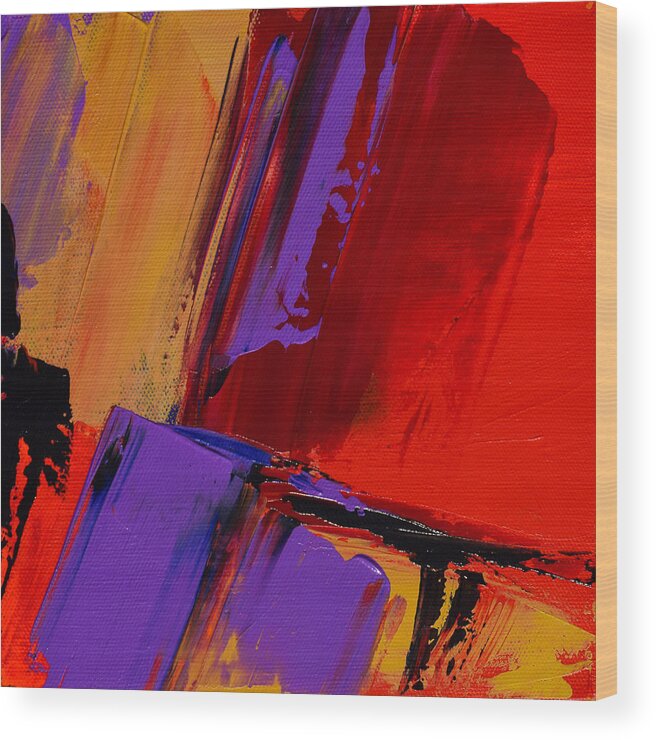 Abstract Wood Print featuring the painting Up and Down - Art by Elise Palmigiani by Elise Palmigiani