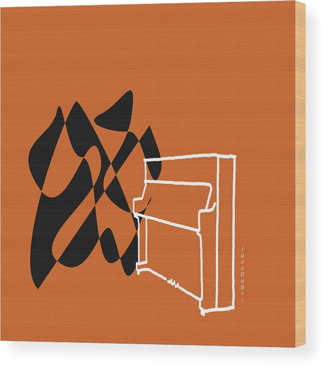 Piano Lessons Wood Print featuring the digital art Upright Piano in Orange by David Bridburg