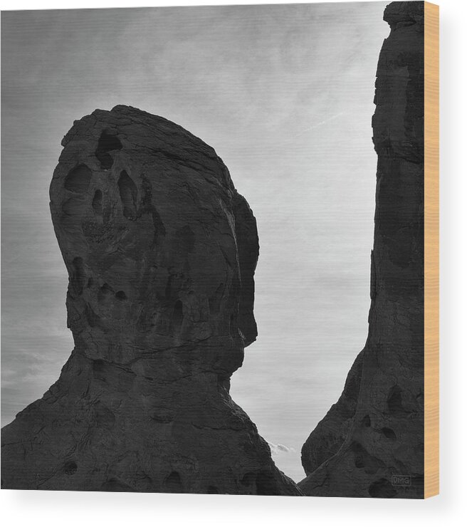 Valley Of Fire Wood Print featuring the photograph Valley of Fire III SQ BW by David Gordon