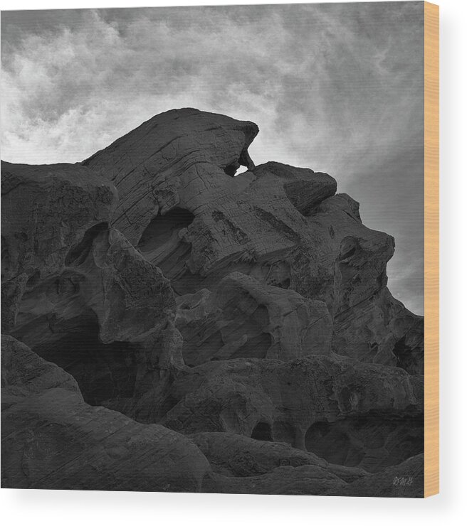 Valley Of Fire Wood Print featuring the photograph Valley of Fire IV SQ BW by David Gordon