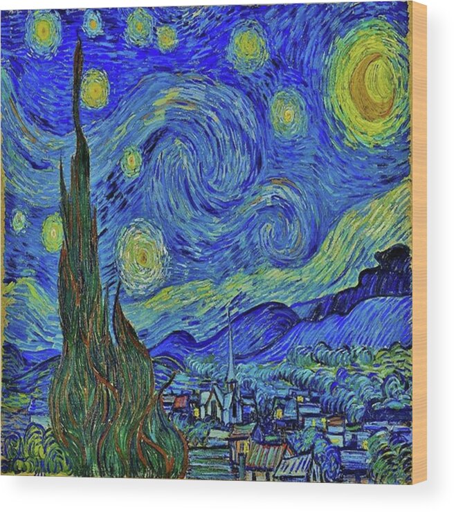 Van Gogh Wood Print featuring the painting Starry Night #6 by Jon Baran