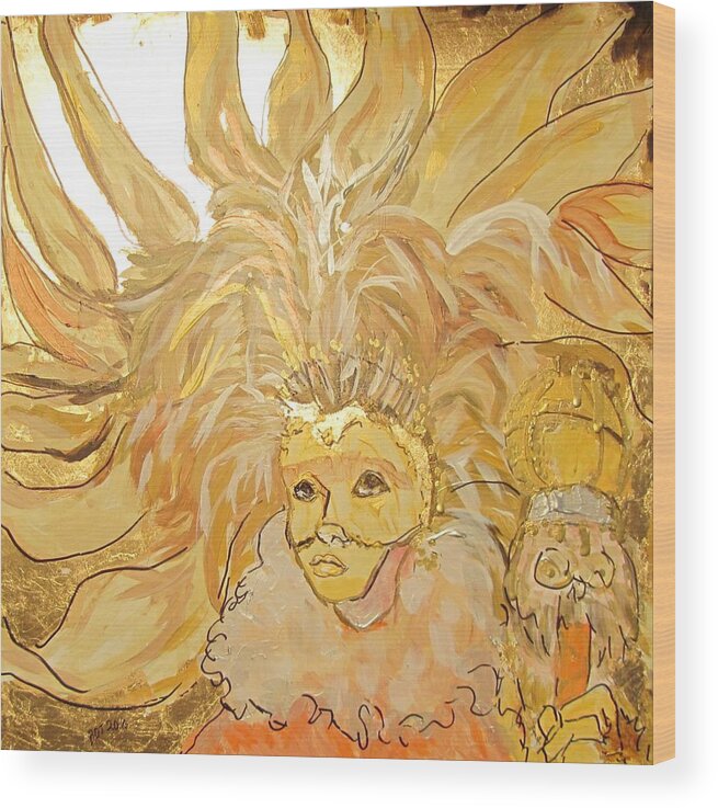 Mask Wood Print featuring the painting Venetian Carnival Mask 1 by Barbara O'Toole