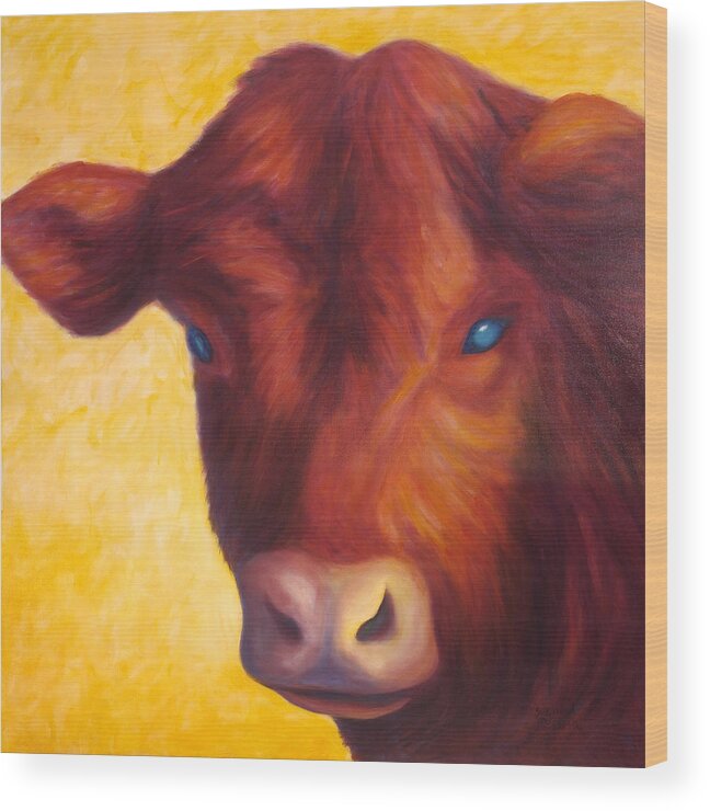 Bull Wood Print featuring the painting Vern by Shannon Grissom