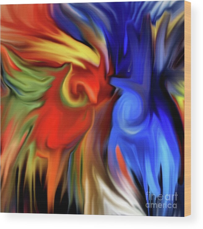 Abstract Wood Print featuring the painting Vibrant Abstract Color Strokes by Smilin Eyes Treasures