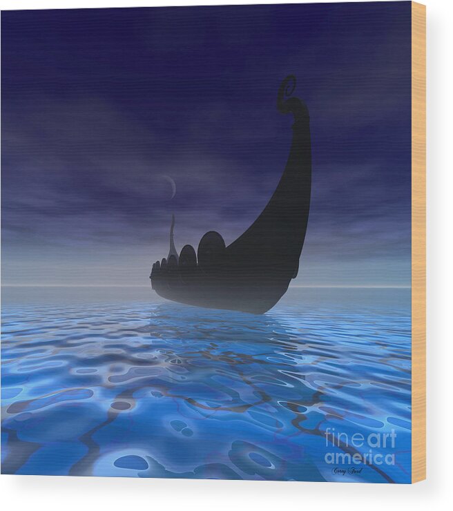 Ancient Wood Print featuring the painting Viking Ship by Corey Ford