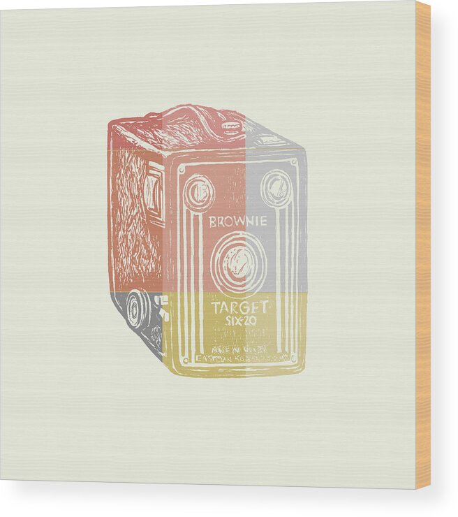 Brandi Fitzgerald Wood Print featuring the digital art Vintage Camera 3 by Brandi Fitzgerald