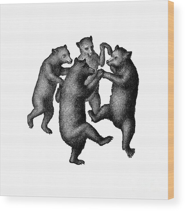 Vintage Dancing Bears Wood Print by Edward Fielding - Fine Art America