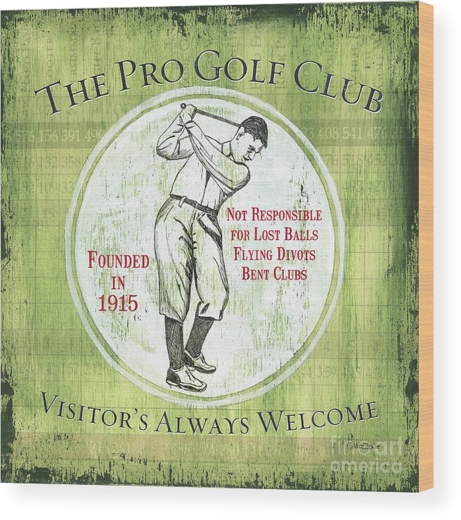 Golf Wood Print featuring the painting Vintage Golf Green 2 by Debbie DeWitt