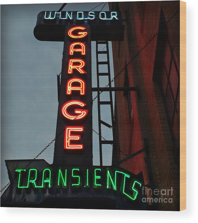 Garage Wood Print featuring the photograph Vintage Parking Garage Sign - New York City by Miriam Danar