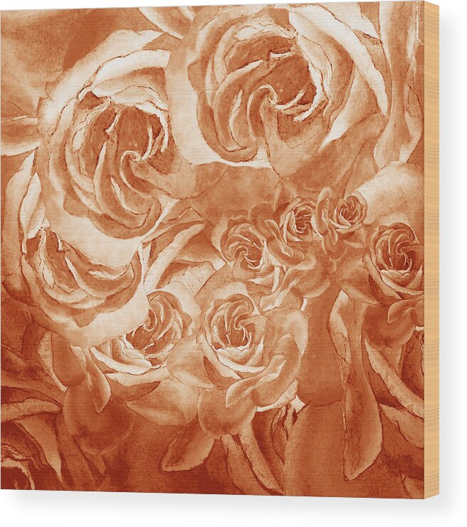 Rose Wood Print featuring the painting Vintage Rose Petals Abstract by Irina Sztukowski