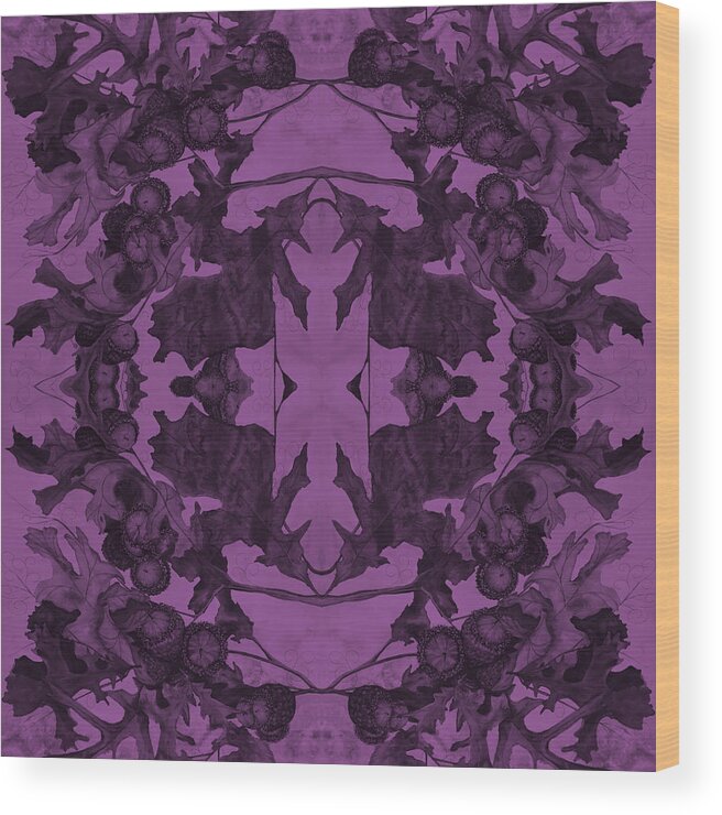 Beautiful Wood Print featuring the painting Violet Oak Tree Pattern by Mastiff Studios