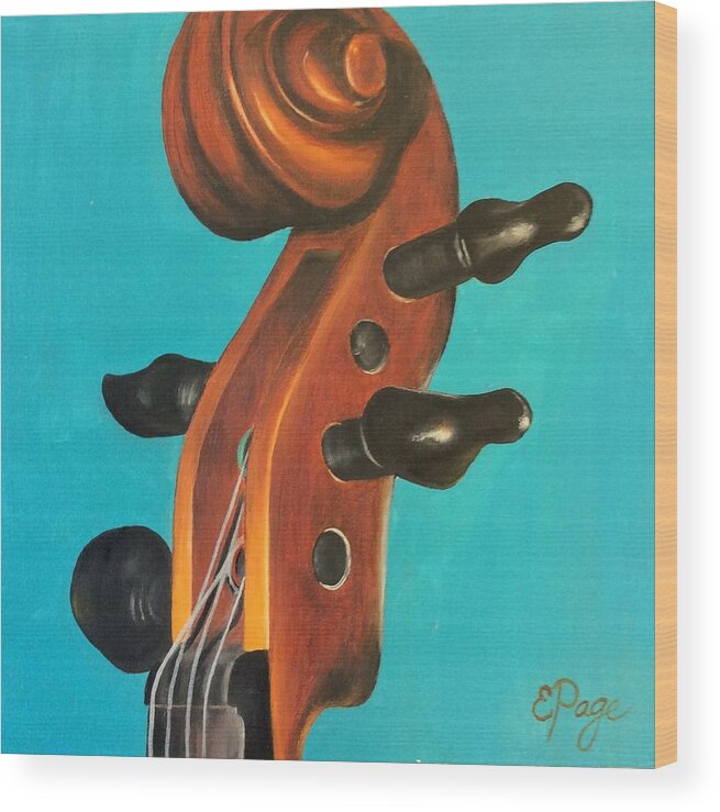 Violin Wood Print featuring the painting Violin Head by Emily Page