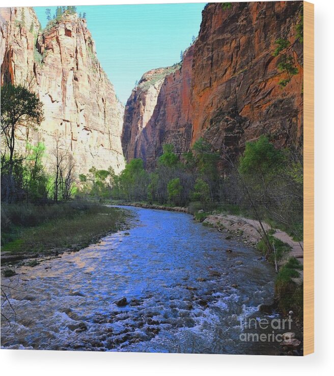 Zion Wood Print featuring the photograph Virgin River morning by Jeff Hubbard