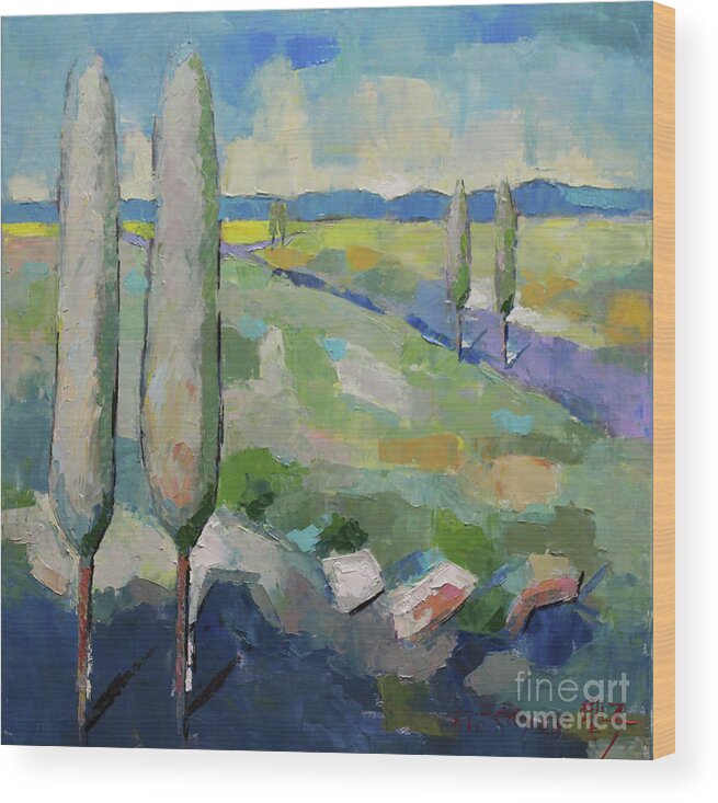 Oil Wood Print featuring the painting Visiting Town 1602 by Becky Kim