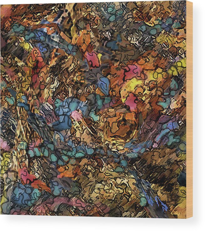 Autumn Colors Wood Print featuring the digital art Volcanic Flow by Jean Batzell Fitzgerald