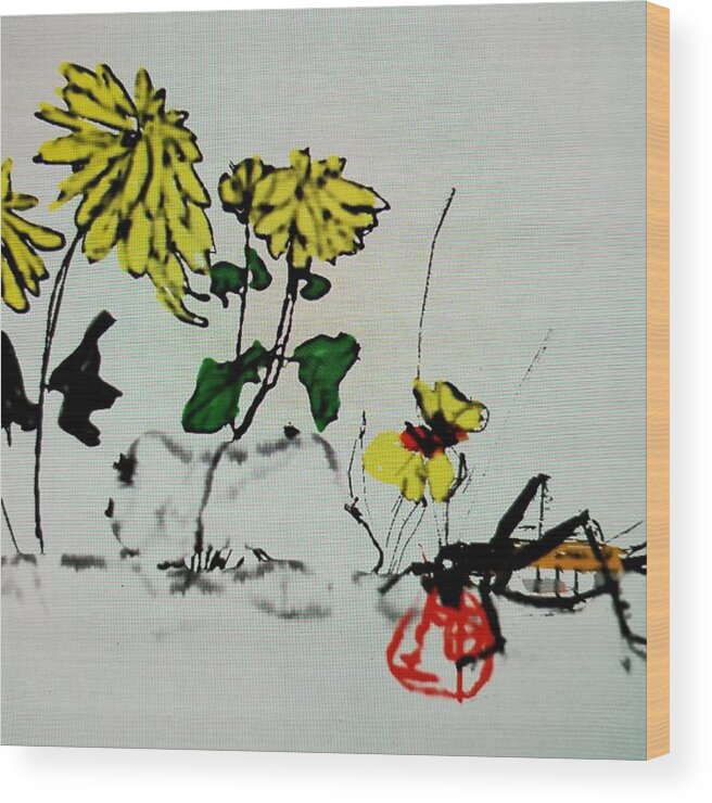 Flowers. Yellow. Cricket Wood Print featuring the photograph waiting for Spring by Debbi Saccomanno Chan