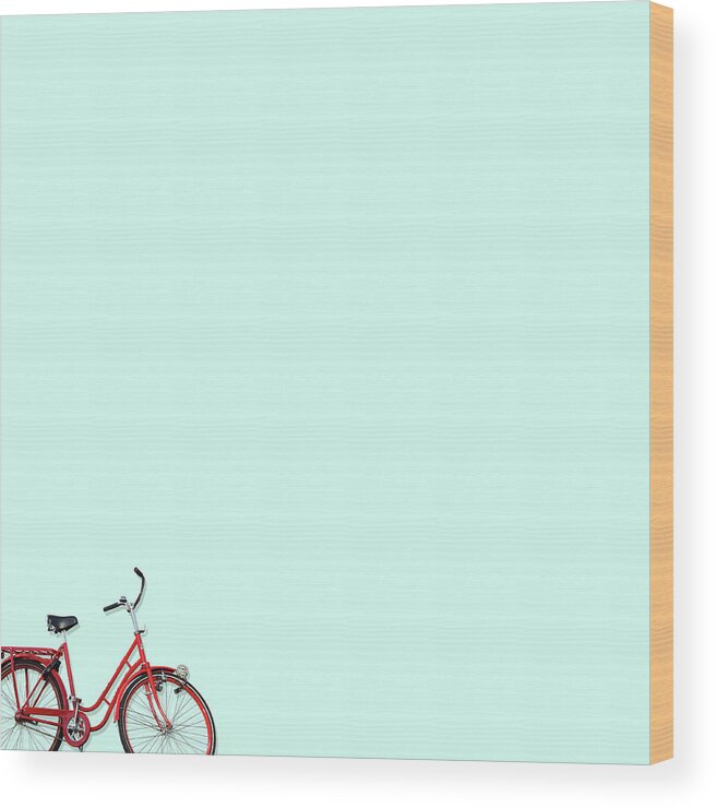 Minimal Wood Print featuring the photograph Wall Bici by Caterina Theoharidou