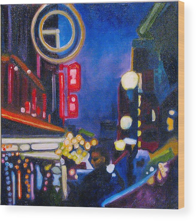 Night Scene Wood Print featuring the painting Wandering at Dusk by Patricia Arroyo