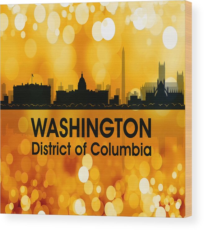 Washington Wood Print featuring the digital art Washington DC 3 Squared by Angelina Tamez