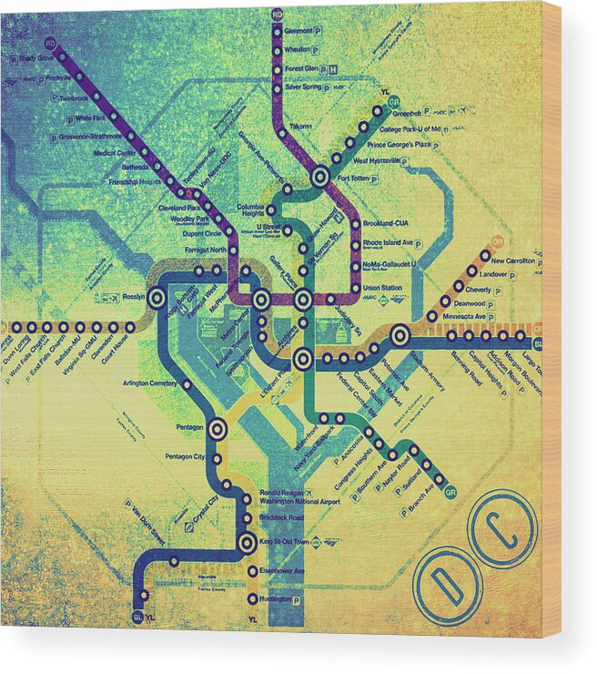 Brandi Fitzgerald Wood Print featuring the digital art Washington DC Metro by Brandi Fitzgerald