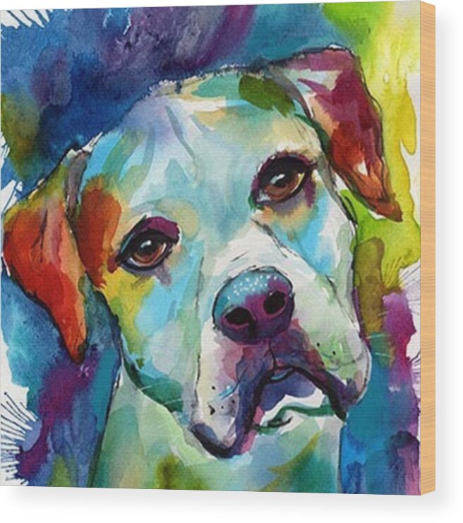 Artdecor Wood Print featuring the photograph Watercolor American Bulldog Painting By by Svetlana Novikova