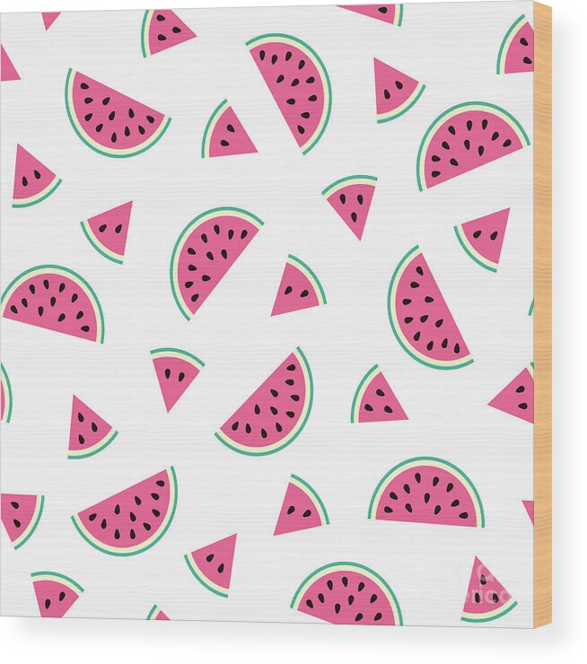 Abstract Wood Print featuring the drawing Watermelon pattern by Alina Krysko