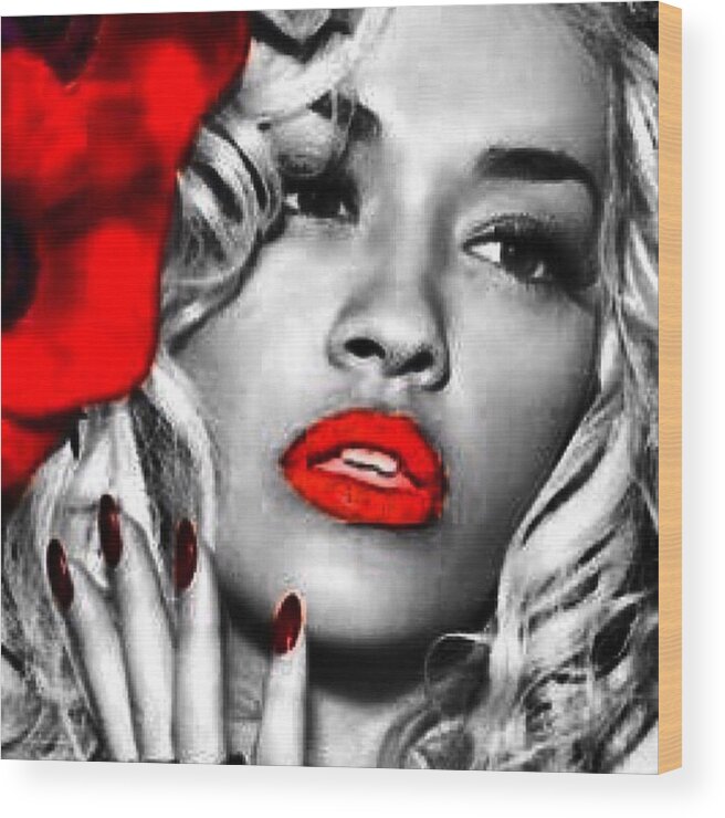 Beautiful Wood Print featuring the photograph We Colour Popped @ritaora 's Red Lips by Nu Mag