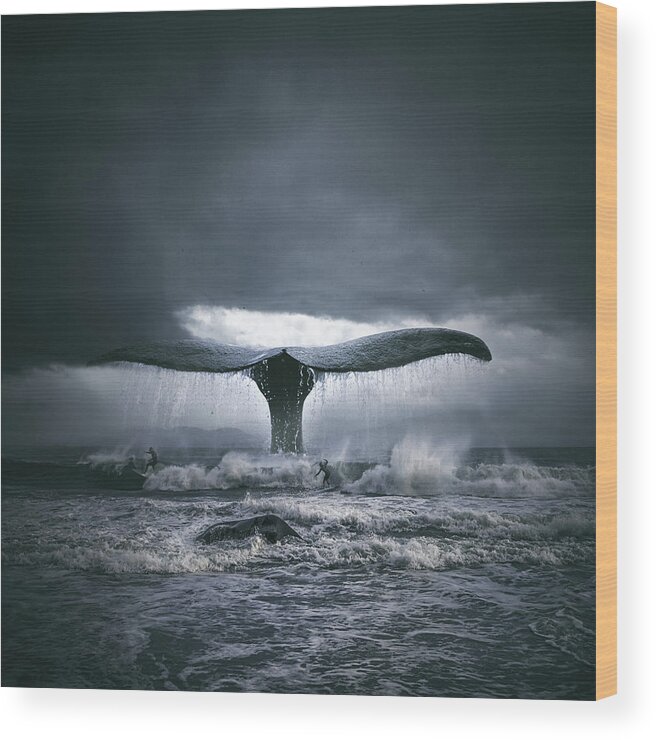 #faatoppicks Wood Print featuring the photograph Whale'nsurf by Tomasz Zaczeniuk