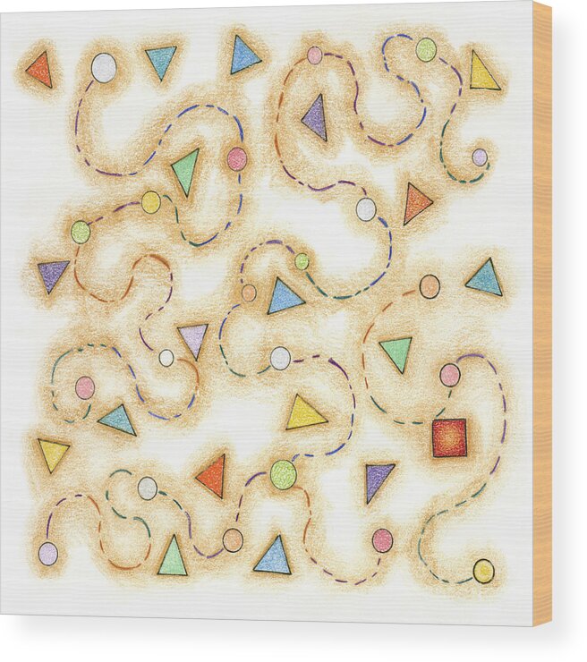 Colorful Wood Print featuring the drawing Where's the Square? by Melissa A Benson